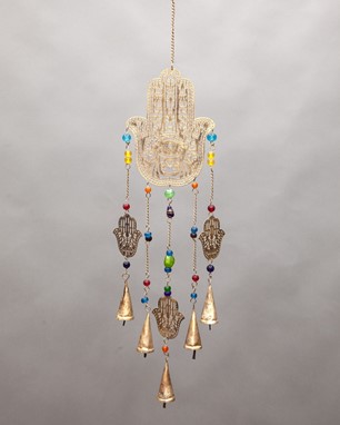 Wholesale Handmade Beaded Hand of Fatima Windchime from India Arts