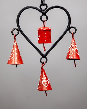 Heart Windchime with Hand Painted Bells from India Arts
