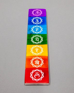 7 Chakra Soapstone Incense Burner from India Arts