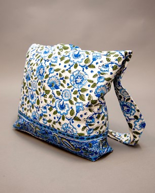 Handblocked Floral Hobo Bag