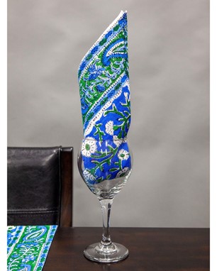 Wholesale Handblocked Cotton Floral Napkin by India Arts