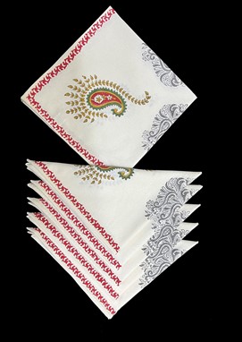 Wholesale Handblocked Cotton Paisley Napkin