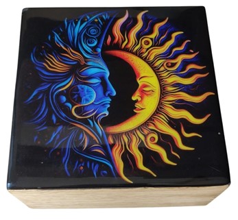 Laminated Sun & Moon Wood Box - Wholesale by India Arts