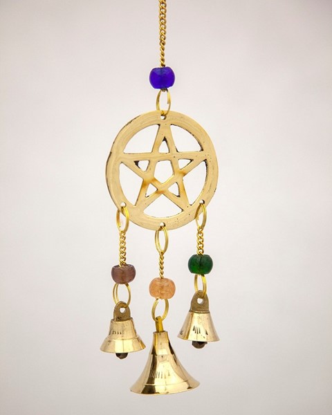 India Arts Brass Pentagram Ornament W/ Bells BS374