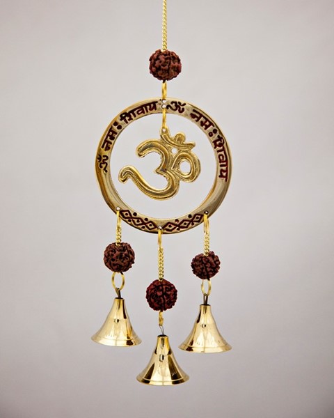 India Arts Brass Om Ornament with Beads & Bells BS375