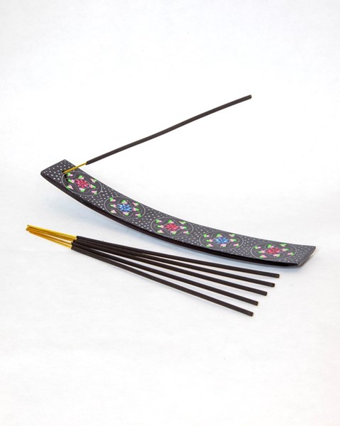 India Arts Floral Soapstone Incense Burner JL686