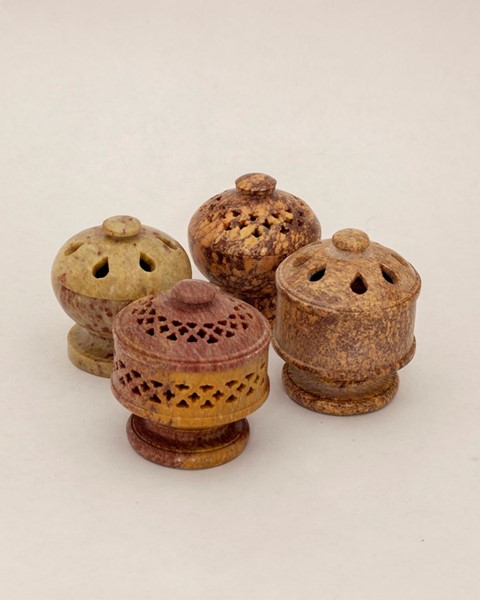 India Arts Small Soapstone Pot Incense Burners JL872