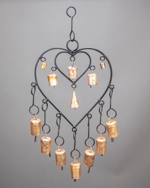 Iron Double Heart Chime W/ 13 Bells TS506