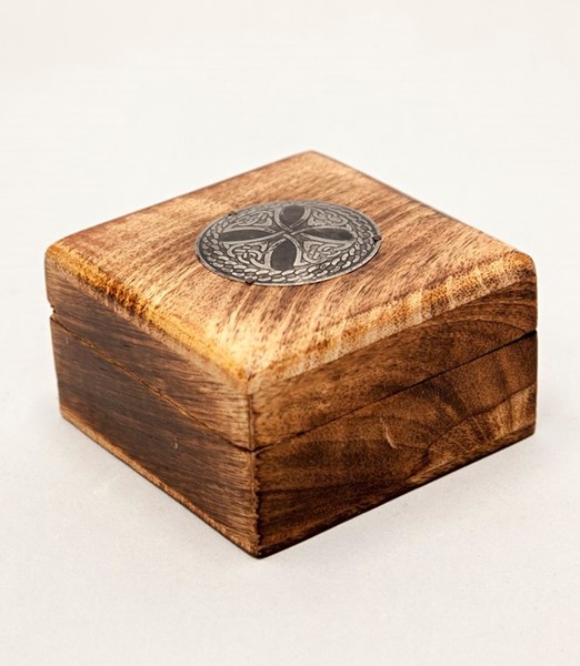 India Arts 4 Inch Celtic Cross Wood Box WB344