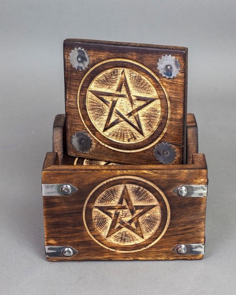 Wood Pentagram Coaster Set WC034