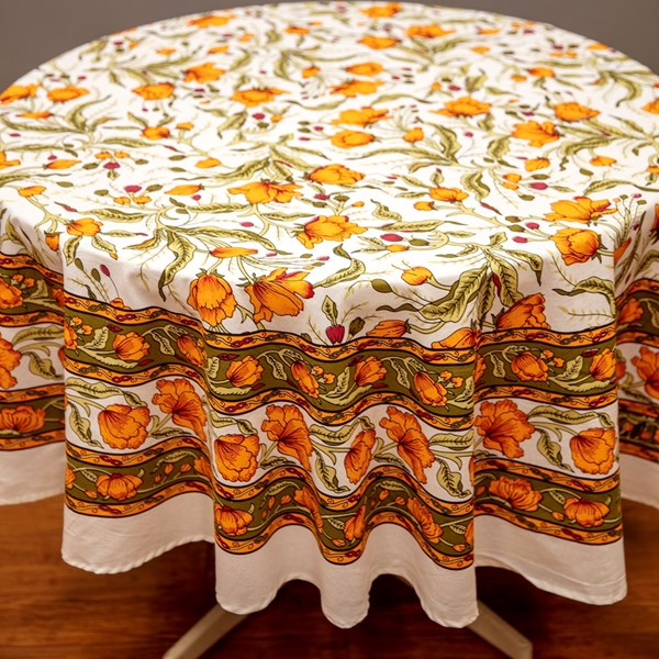 India Arts Round Cotton French Floral Tablecloth TC109-01
