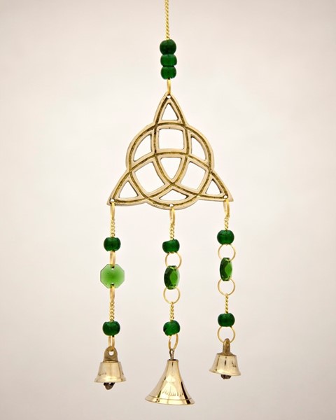 Brass Celtic Triquetra Chime W/ Beads BS334