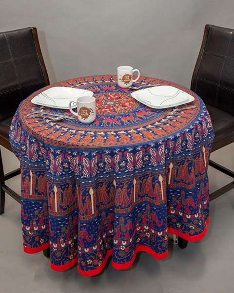 India Arts Large Camel/Peacock Mandala Tablecloth TC360-09