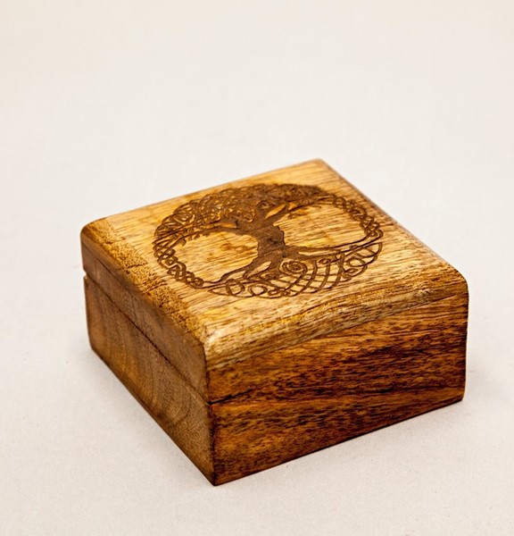 4 Inch Laser Engraved Celtic Tree Box WB446