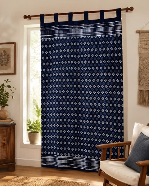 Cotton Dabu Print Curtain CT403-04