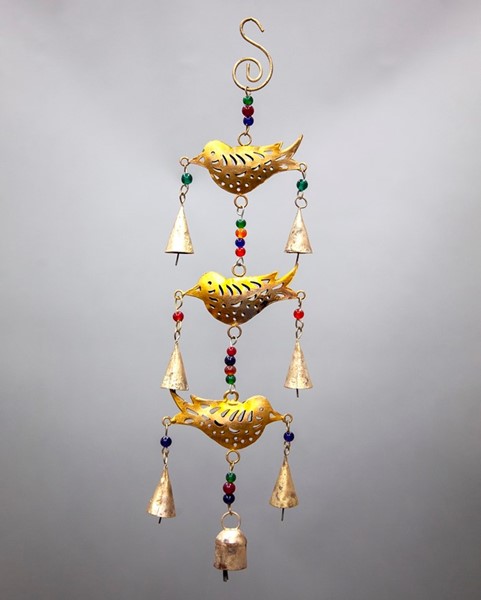 India Arts Beaded Triple Bird Chime w/ 7 Bells TS803