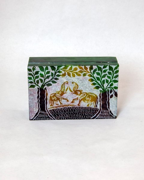 India Arts Multi Color Soapstone Elephant Box JL684