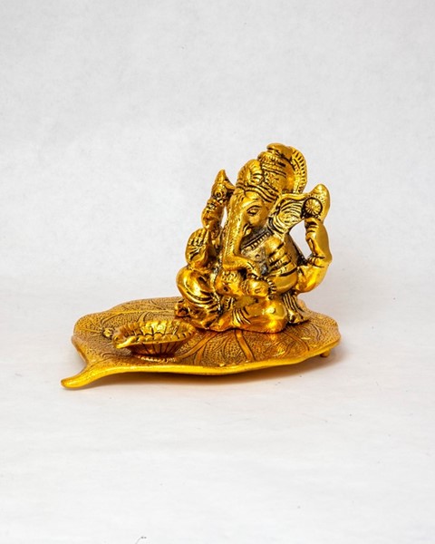 India Arts Gold Ganesh Cone Incense Burner BB104