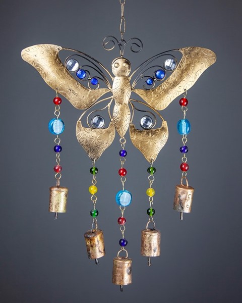 India Arts Iron Beaded Butterfly Windchime TS826