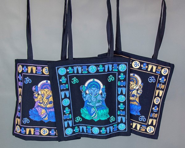 India Arts Cotton Shopping Bag W/ Ganesh SC172