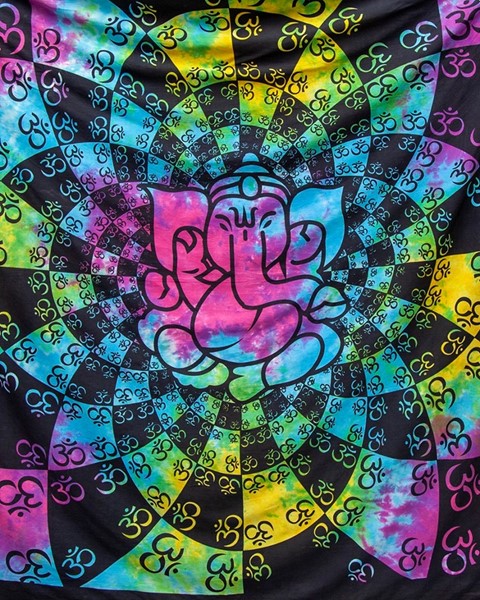 Tie Dye Ganesha Tapestry<br>(Double Size Only) 121-04