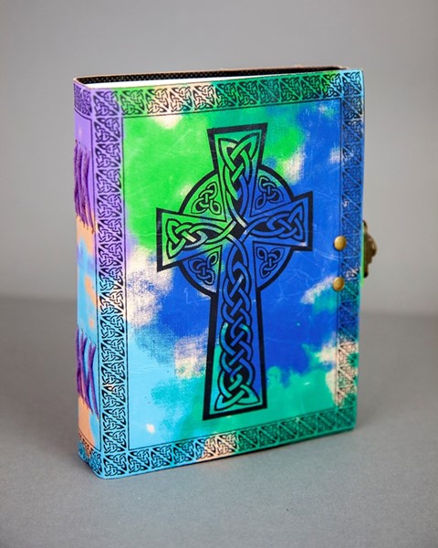 India Arts Tie Dye Leather Celtic Cross Journal PM182-02