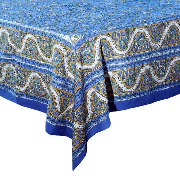 Handblocked Floral Tablecloth TC365-02