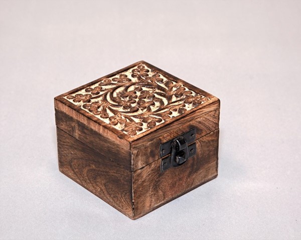 India Arts Floral Wood Box With Latch WB447