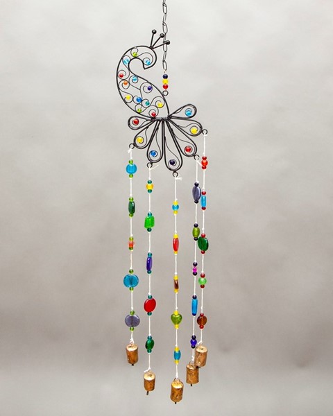 India Arts Peacock Chime W/ Glass Beads & Bells TS580