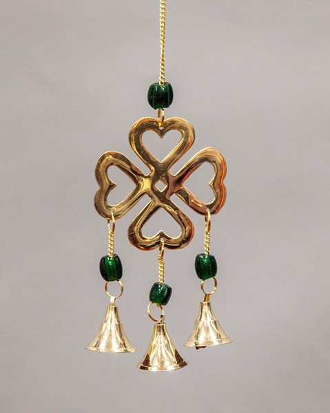 Brass Clover Ornament W/ Beads & Bells BS327