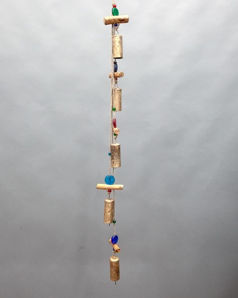 India Arts 5 Bells on Jute W/ Wood & Beads TS829