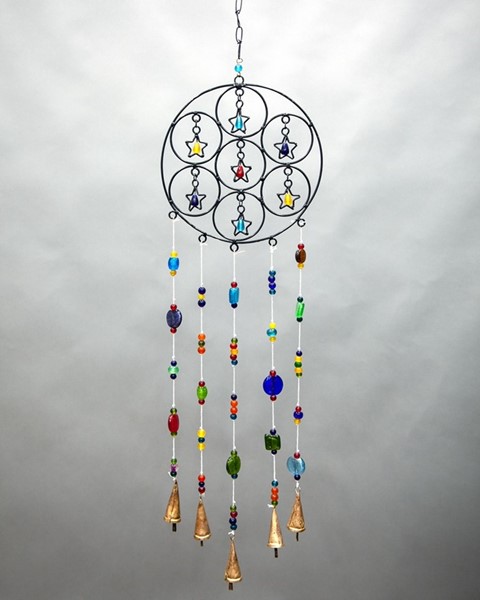 Iron Celestial Windchime with Beads & Bells TS831
