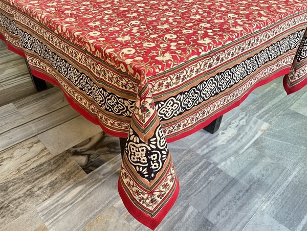 Handblocked Floral Tablecloth TC365-03