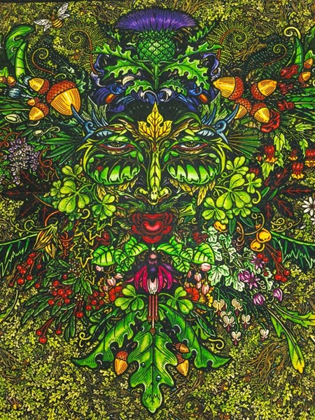 Artist: Maxine Miller Celtic Greenman Multicolor Tapestry 405-01