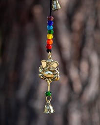 NAMASTE Brass Fair Trade Hanging TREE OF LIFE with CHAKRA Beads & Bells 