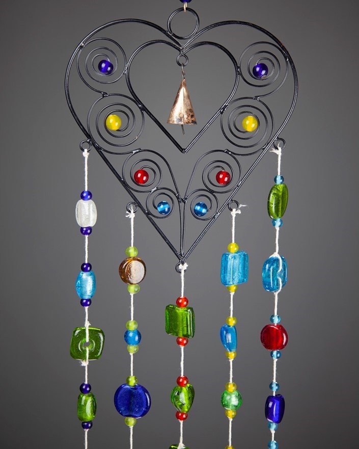 Beaded Double Heart Chime